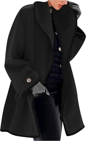 Mayrain Womens Winter Coated Trench Coat Coat Soft Wool Blend Pea Coat Coat Vintage Long Long Single Single Single in Kuwait