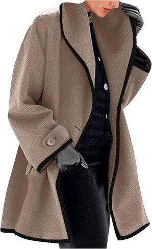 Mayrain Womens Winter Coated Trench Coat Coat Soft Wool Blend Pea Coat Coat Vintage Long Long Single Single Single in Kuwait