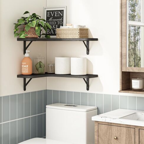 أرفف Ygeomer Corner العائمة ، رف الزاوية المثبتة على الحائط للحمام ، مطبخ ، غرفة نوم ، ديكور منزلي ، غرفة غسيل ، غرفة معيشة (مجموعة من 4 أسود) in Kuwait