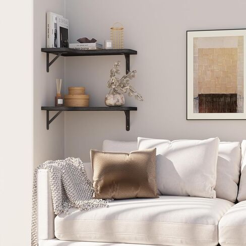 أرفف Ygeomer Corner العائمة ، رف الزاوية المثبتة على الحائط للحمام ، مطبخ ، غرفة نوم ، ديكور منزلي ، غرفة غسيل ، غرفة معيشة (مجموعة من 4 أسود) in Kuwait