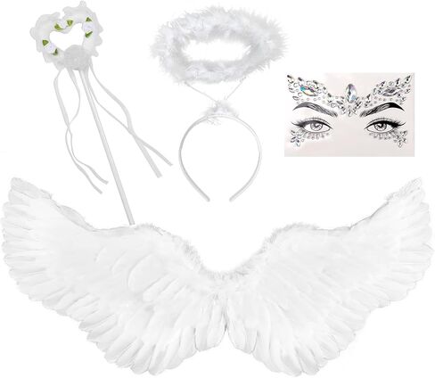 31.5 Inch Adult Angel Wings Halo and Fairy Wand for Adult Women Children Girls Halloween Christmas Party Decoration Costumes in Saudi Arabia