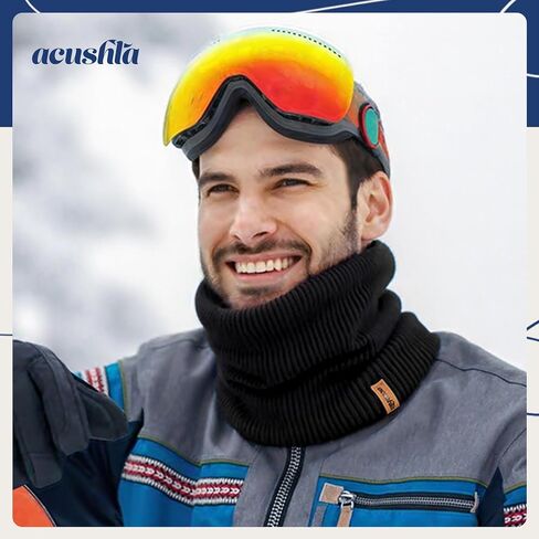 ACUSHLA Merino Wool Neck Gaiter for Men & Women - Fleece Lined Heavyweight Warm Knitted Scarf Neck Warmer Ski Face Mask in Kuwait