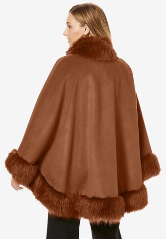 Jessica London Women's Plus Size Faux Fur Trim Wool Cape in Saudi Arabia