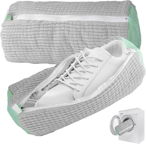 2 Packs Shoe Washing Machine Bag, Laundry Shoe Bag for Washer and Dryer, 360°All-Around Cleaning Sneakers, shoe bag Top Hidden Zipper，Reusable Sneaker Washing Machine Bag For All Shoe Types (Grey) in Saudi Arabia