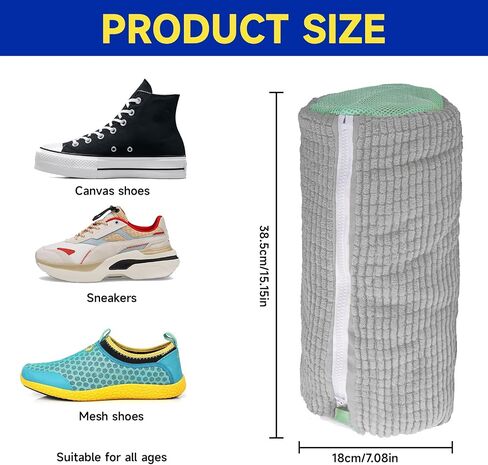 2 Packs Shoe Washing Machine Bag, Laundry Shoe Bag for Washer and Dryer, 360°All-Around Cleaning Sneakers, shoe bag Top Hidden Zipper，Reusable Sneaker Washing Machine Bag For All Shoe Types (Grey) in Saudi Arabia