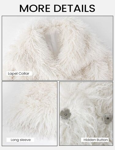 Yimoon Womens Faux Fur Coat Winter Fluffy Faux Fur Jacket Long Sleeve Lapel Collar Furry Shaggy Parka Coat in Saudi Arabia