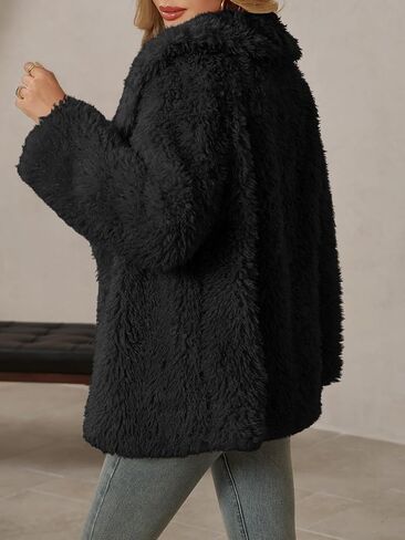 Tankaneo Womens Oversized Faux Fur Coat Lapel Collar Open Front Fuzzy Jackets Winter Warm Fluffy Outerwear in Saudi Arabia
