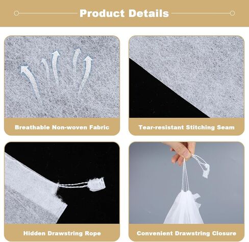 200 Pcs White Non-Woven Shoe Storage Bags – Dustproof Drawstring Travel Shoe Covers (12.5" x 18.5") – Breathable & Portable Organizers for Shoes, Boots, Purses in Saudi Arabia