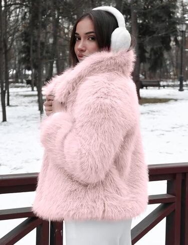 Wyyysyt Womens Faux Fur Fur Coat مقصوصات مشعاة رقيقة in Saudi Arabia