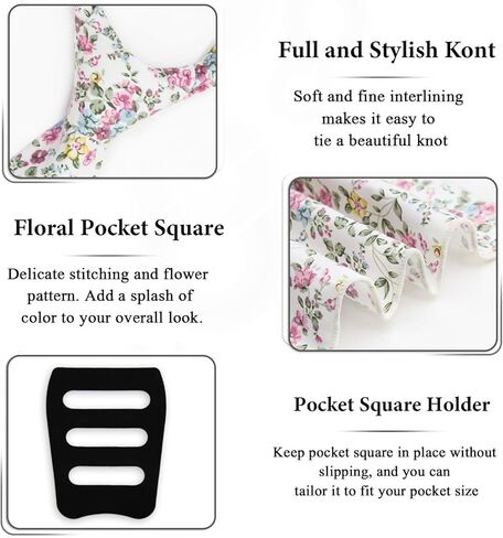 Floral Mens Tie Set Cotton Printed Necktie and Pocket Square Set for Men in Saudi Arabia