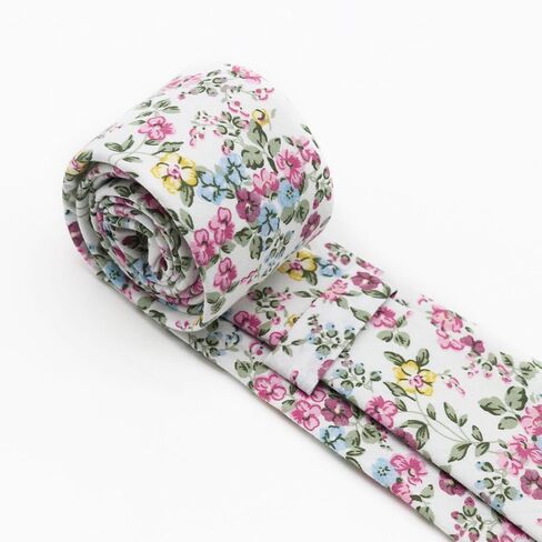 Floral Mens Tie Set Cotton Printed Necktie and Pocket Square Set for Men in Saudi Arabia