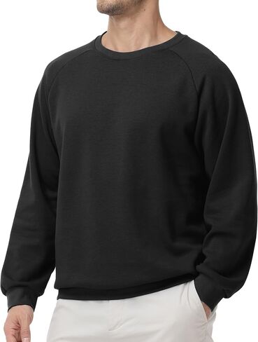 Men’s Crewneck Sweatshirt – Lightweight Cotton Pullover, Solid Color Long Sleeve for Casual and Layering in Saudi Arabia