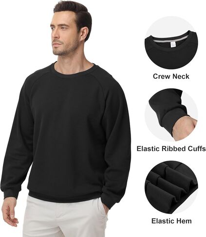 Men’s Crewneck Sweatshirt – Lightweight Cotton Pullover, Solid Color Long Sleeve for Casual and Layering in Saudi Arabia
