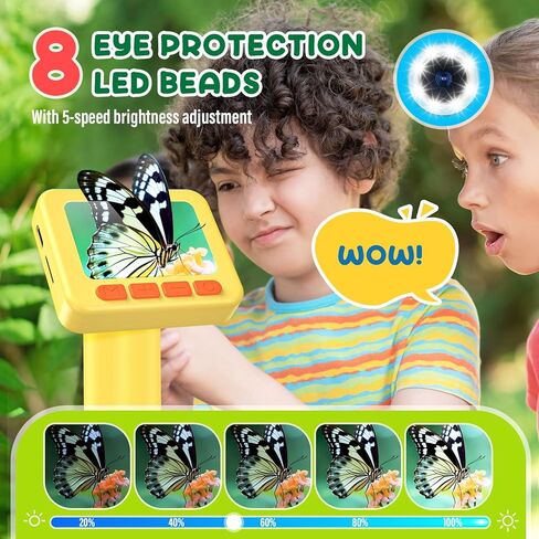 مجهر IMICHI للأطفال تكبير 50X-1000X - شاشة IPS HD مقاس 2 بوصة، صور بدقة 2-31 ميجابكسل، فيديو بدقة 1080 بكسل، عمر بطارية لمدة ساعتين، سهل الحمل، شرائح متضمنة - هدية مجموعة علمية مثالية للأطفال من سن 8 إلى 12 عامًا in Kuwait