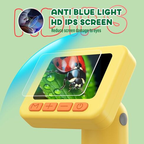 مجهر IMICHI للأطفال تكبير 50X-1000X - شاشة IPS HD مقاس 2 بوصة، صور بدقة 2-31 ميجابكسل، فيديو بدقة 1080 بكسل، عمر بطارية لمدة ساعتين، سهل الحمل، شرائح متضمنة - هدية مجموعة علمية مثالية للأطفال من سن 8 إلى 12 عامًا in Kuwait