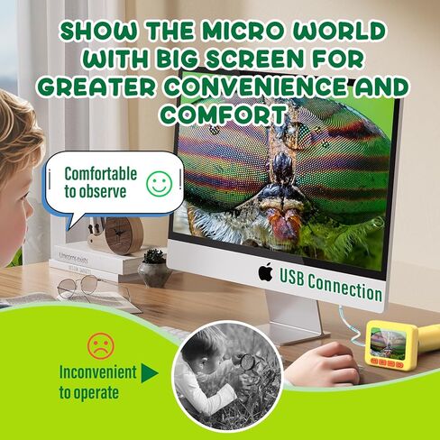 مجهر IMICHI للأطفال تكبير 50X-1000X - شاشة IPS HD مقاس 2 بوصة، صور بدقة 2-31 ميجابكسل، فيديو بدقة 1080 بكسل، عمر بطارية لمدة ساعتين، سهل الحمل، شرائح متضمنة - هدية مجموعة علمية مثالية للأطفال من سن 8 إلى 12 عامًا in Kuwait