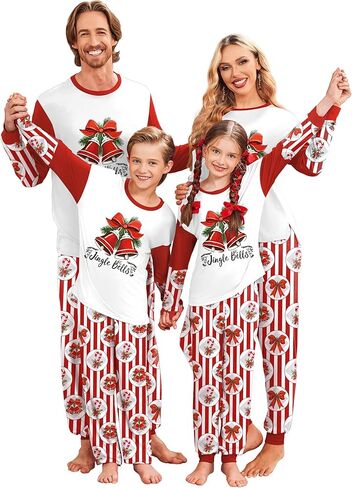 Ekouaer Family Christmas Pajamas Matching Sets Soft Long Sleeve Couple Pjs Xmas Sleepwear Holiday Lounge Set in Kuwait