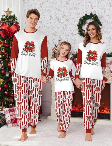 Ekouaer Family Christmas Pajamas Matching Sets Soft Long Sleeve Couple Pjs Xmas Sleepwear Holiday Lounge Set in Kuwait