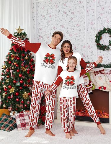 Ekouaer Family Christmas Pajamas Matching Sets Soft Long Sleeve Couple Pjs Xmas Sleepwear Holiday Lounge Set in Kuwait