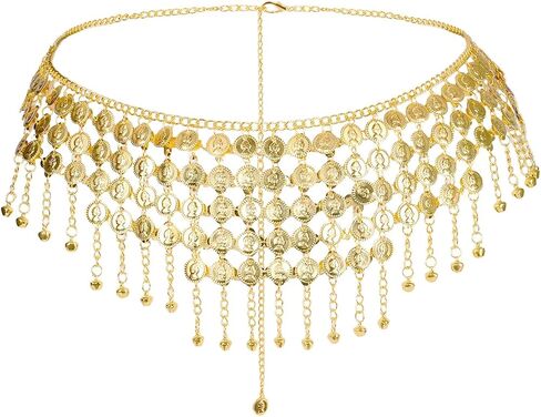 Molfuj Belly Dance Skirt Skirt Hip Dick with Coins و Coin Belt & Fring in Kuwait