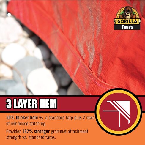 Gorilla 10' X 14' Heavy Duty Max Tough Tarp: UV Treated, Weatherproof, 14 MIL Thick, 100% Polyethylene, D-Ring Corners, 16 x 16 weave. Ideal for Campers, DIYers, Home & Garden and on The Farm. in Saudi Arabia