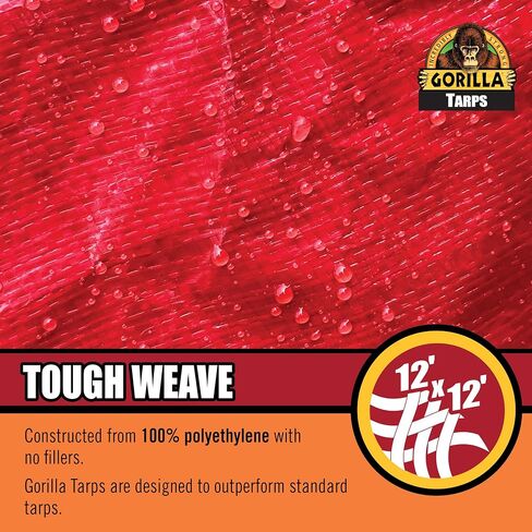 Gorilla 10' X 14' Heavy Duty Max Tough Tarp: UV Treated, Weatherproof, 14 MIL Thick, 100% Polyethylene, D-Ring Corners, 16 x 16 weave. Ideal for Campers, DIYers, Home & Garden and on The Farm. in Saudi Arabia