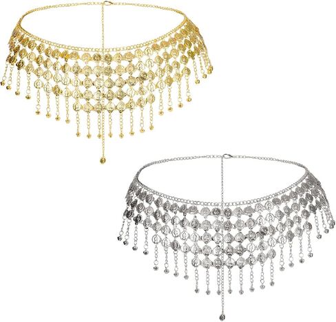 MOLFUJ Belly Dance Skirt Hip Scarf with Coins, Coin Belt & Fringe for Belly Dancer, Halloween Costume Performance & Parties in Saudi Arabia