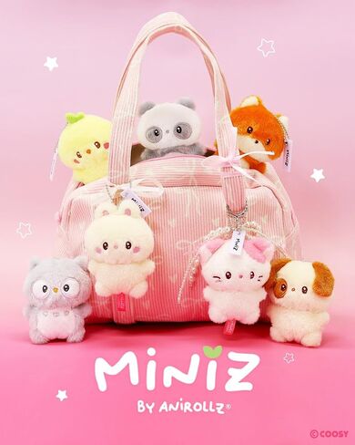 Anirollz Miniz Plush Charm لطيف محشو بسلسلة المفاتيح Kawaii Mini حقيبة الجيب القابلة للتحصيل للأطفال والكبار in Kuwait