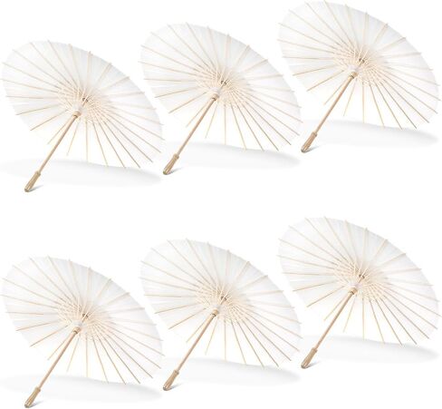 8 Pcs 23.6 Inch White Paper Umbrellas, Chinese Japanese Decorative Parasol Umbrella DIY Painting Oiled Paper Umbrellas Bulk for Wedding Bridal Party Decor and Photography Prop in Saudi Arabia