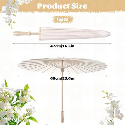 8 Pcs 23.6 Inch White Paper Umbrellas, Chinese Japanese Decorative Parasol Umbrella DIY Painting Oiled Paper Umbrellas Bulk for Wedding Bridal Party Decor and Photography Prop in Saudi Arabia