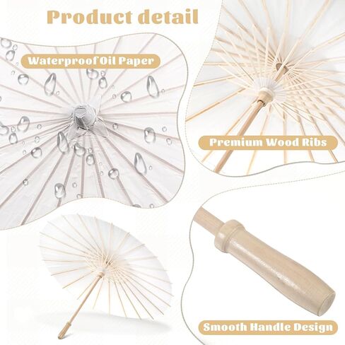 8 Pcs 23.6 Inch White Paper Umbrellas, Chinese Japanese Decorative Parasol Umbrella DIY Painting Oiled Paper Umbrellas Bulk for Wedding Bridal Party Decor and Photography Prop in Saudi Arabia