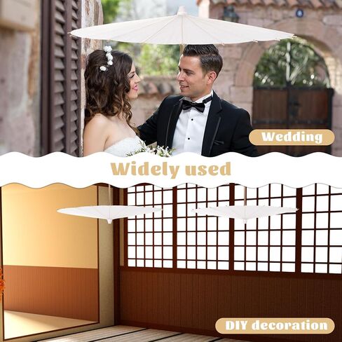8 Pcs 23.6 Inch White Paper Umbrellas, Chinese Japanese Decorative Parasol Umbrella DIY Painting Oiled Paper Umbrellas Bulk for Wedding Bridal Party Decor and Photography Prop in Saudi Arabia