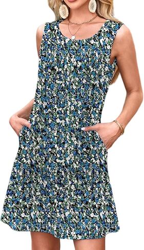 Wowcarbazole Summer Beach Dresses for Women Crewneck Sundresses Sundresses Woverust Wove with wickets in Kuwait