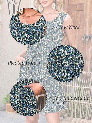 Wowcarbazole Summer Beach Dresses for Women Crewneck Sundresses Sundresses Woverust Wove with wickets in Kuwait