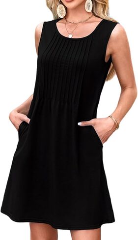 Wowcarbazole Summer Beach Dresses for Women Crewneck Sundresses Sundresses Woverust Wove with wickets in Kuwait