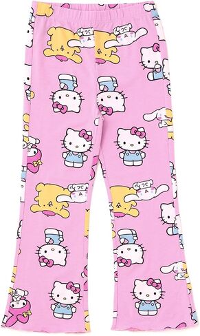 Hello Kitty Girls Fleece Pullover Sweatshirt and Ribbed Flare Leggings Outfit Set Toddler to Big Kid Sizes (4T - 14-16) in Saudi Arabia
