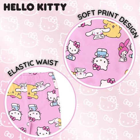 Hello Kitty Girls Fleece Pullover Sweatshirt and Ribbed Flare Leggings Outfit Set Toddler to Big Kid Sizes (4T - 14-16) in Saudi Arabia