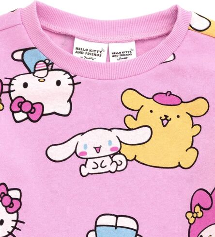 Hello Kitty Girls Fleece Pullover Sweatshirt and Ribbed Flare Leggings Outfit Set Toddler to Big Kid Sizes (4T - 14-16) in Saudi Arabia