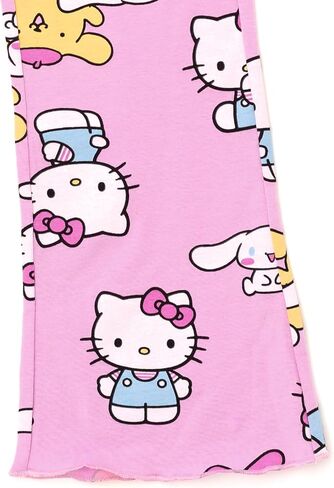 Hello Kitty Girls Fleece Pullover Sweatshirt and Ribbed Flare Leggings Outfit Set Toddler to Big Kid Sizes (4T - 14-16) in Saudi Arabia
