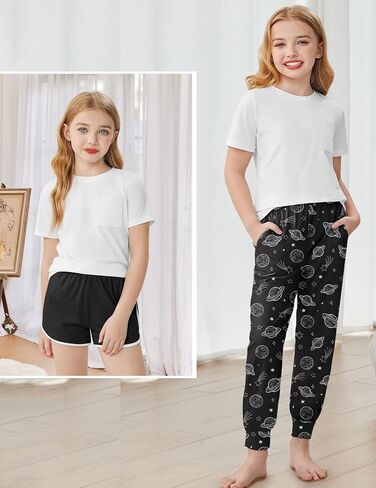ملابس Arshiner Girls Clothes 3 قطع ملابس قصيرة الأكمام شورت الدلفين و Pant مجموعات ملابس الموضة مع جيوب in Saudi Arabia