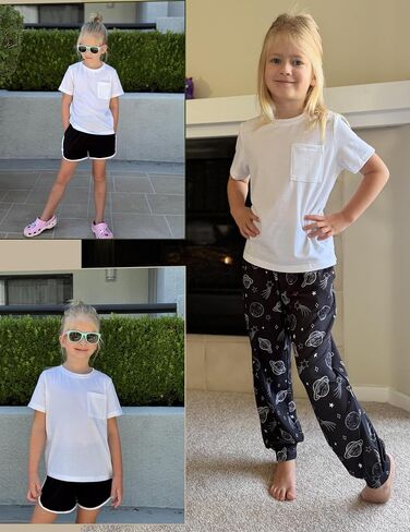 ملابس Arshiner Girls Clothes 3 قطع ملابس قصيرة الأكمام شورت الدلفين و Pant مجموعات ملابس الموضة مع جيوب in Saudi Arabia