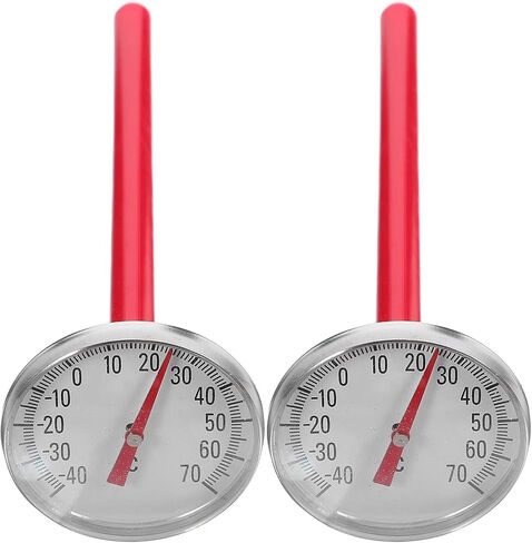 مقياس حرارة سيارة Totority وحدة واحدة 2pcs - تصميم ساعة ميكانيكية للوحة القيادة/ديكور المنزل ، ABS Red وعملية خالية من البطارية in Saudi Arabia
