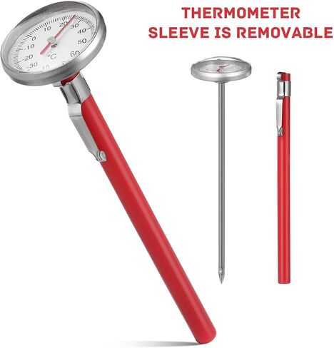 Totority Car Thermometer Single Unit 2pcs - Mechanical Clock Design for Dashboard/Home Decor, Red Abs & Battery-Free Operation in Saudi Arabia