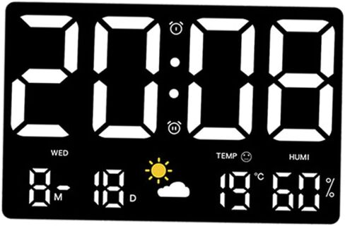 STOBAZA Large Digital Clock with Temp & Humidity Sensor | Colorful LED Display | Multifunctional Alarm Clocks Bedside with Weather Forecast for Living Room & Office, 9.7X6.2 Inch in Saudi Arabia