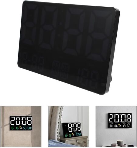 STOBAZA Large Digital Clock with Temp & Humidity Sensor | Colorful LED Display | Multifunctional Alarm Clocks Bedside with Weather Forecast for Living Room & Office, 9.7X6.2 Inch in Saudi Arabia