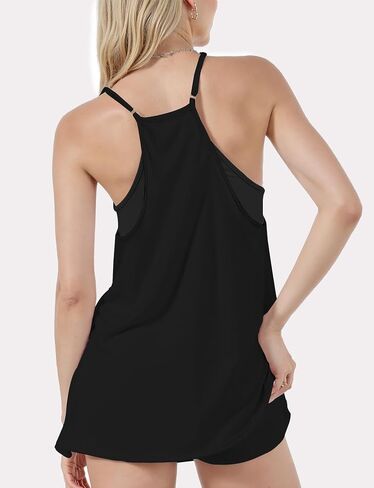 Buauty Women Summer Sleeveless Mini Rompers Dress, Built-in Shorts & Pockets, Workout Tennis Outfit for Running, Yoga, Beach in Saudi Arabia