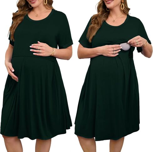 JollieLovin Women's Plus Size Maternity Dress Labor and Delivery Gown Summer Nursing Nightgowns Sleepwear(L-5XL) in Kuwait