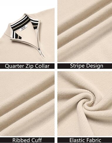 COOFANDY Quarter Zip Pullover Men Slim Fit Stretchy Ribbed 1/4 Zip Sweaters Business Casual Sweater in Saudi Arabia