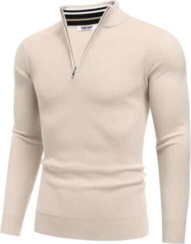 COOFANDY Quarter Zip Pullover Men Slim Fit Stretchy Ribbed 1/4 Zip Sweaters Business Casual Sweater in Saudi Arabia