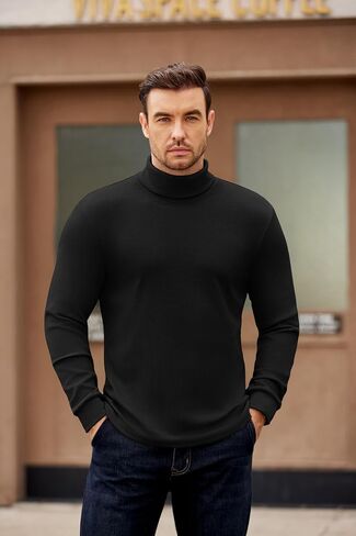 COOFANDY Men's Turtleneck Sweater Long Sleeve Casual Ribbed Knitted High Neck Pullover Sweaters in Kuwait